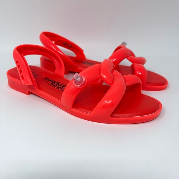 Melissa + Jeremy Scott Womens Tube Slingback Sandals Neon Orange Rubber 5-9 New - Picture 3 of 16